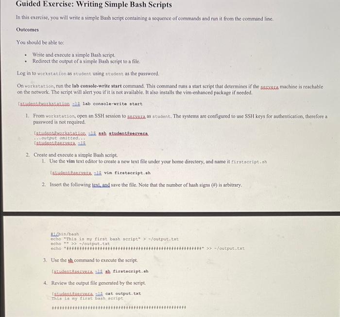 Solved Guided Exercise Writing Simple Bash Scripts In This Chegg Com