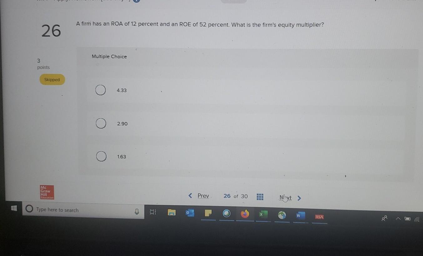 Solved A firm has an ROA of 12 percent and an ROE of 52 | Chegg.com