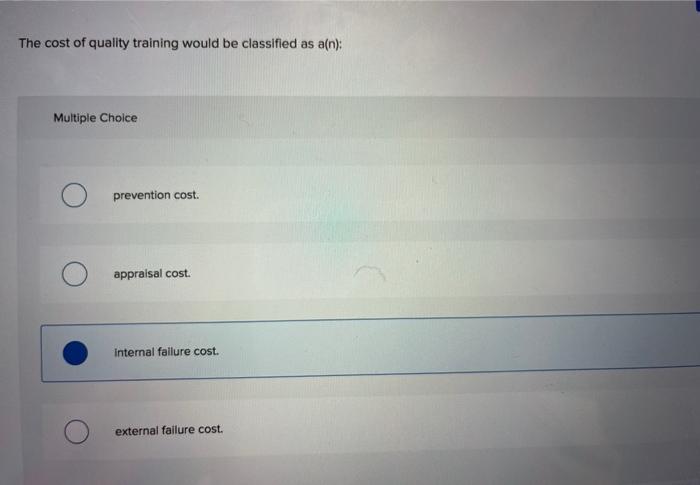 solved-the-cost-of-quality-training-would-be-classified-as-chegg