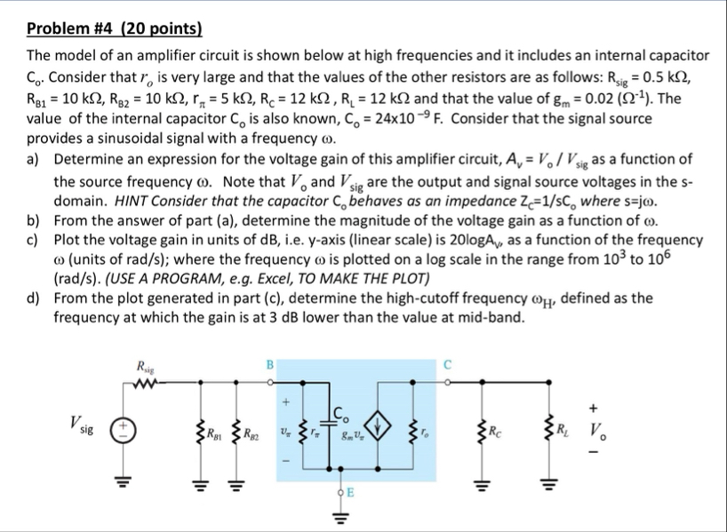 Solved Problem #4 (20 ﻿points)The model of an amplifier | Chegg.com