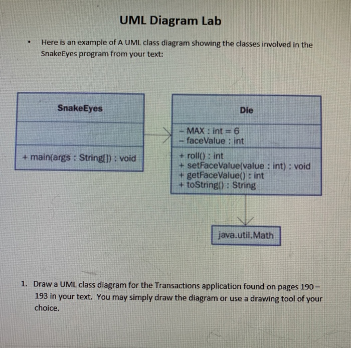 Solved UML Diagram Lab Here is an example of A UML class | Chegg.com