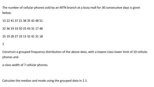 Solved The Number Of Cellular Phones Sold By An MTN Branch | Chegg.com