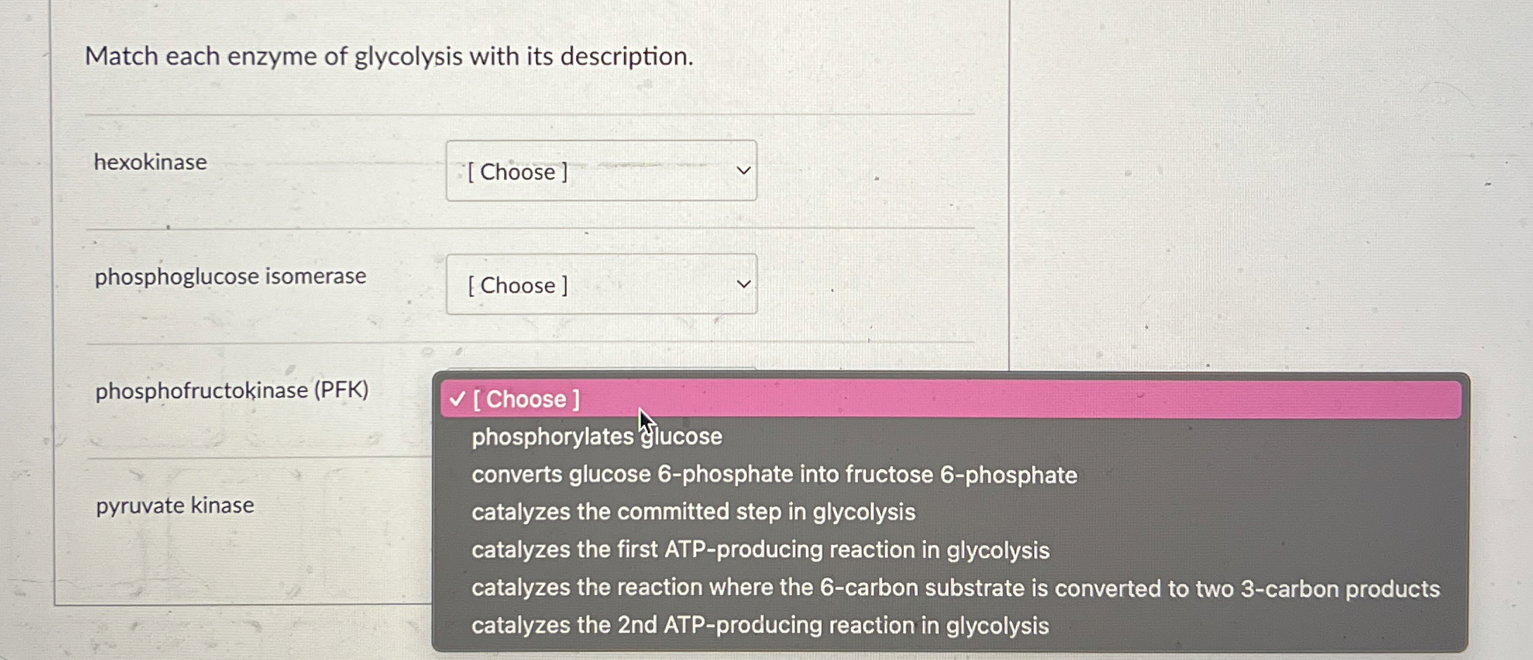 Solved Match each enzyme of glycolysis with its | Chegg.com