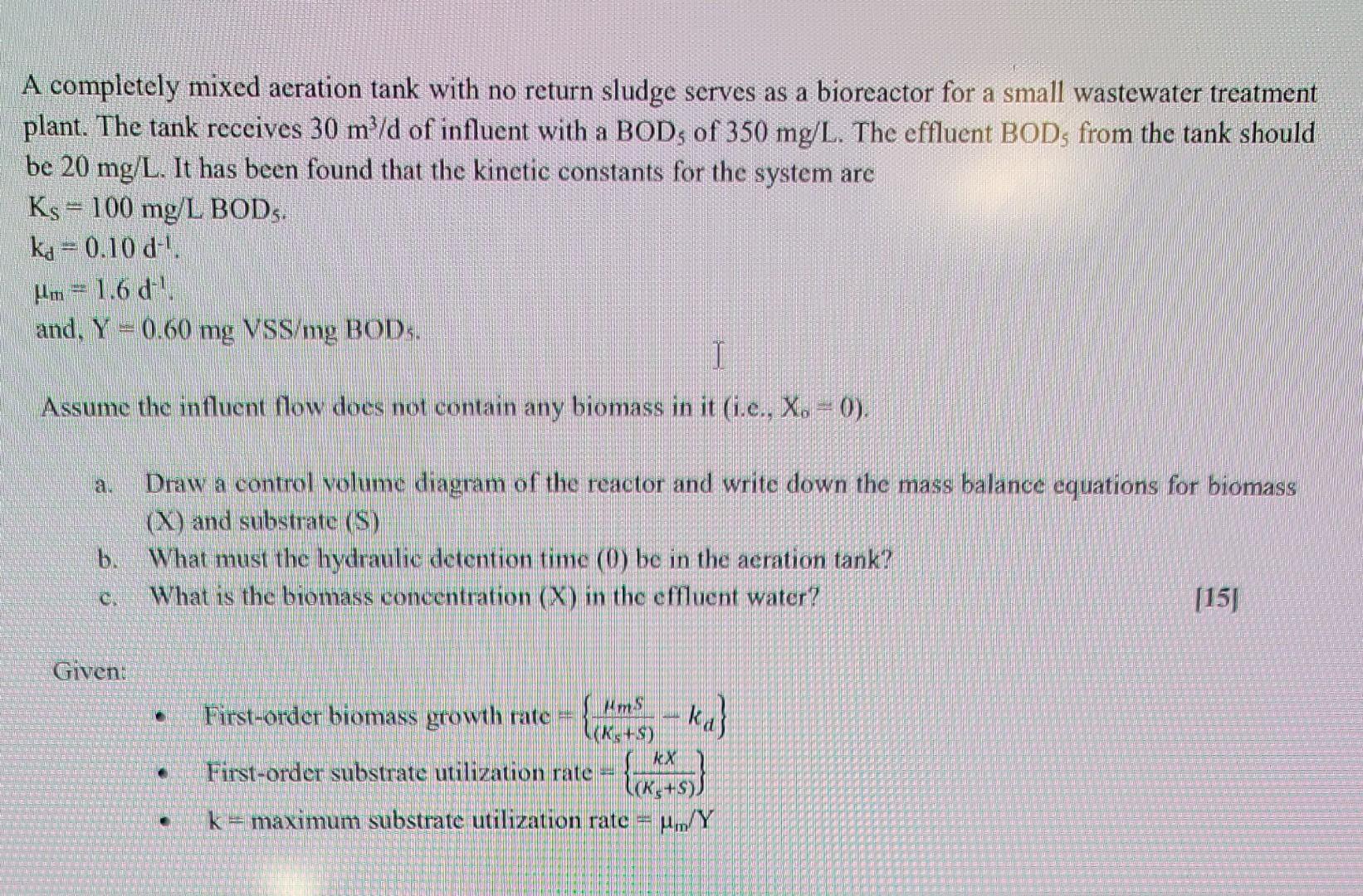 Solved A rectangular primary settling tank/clarifier for a | Chegg.com