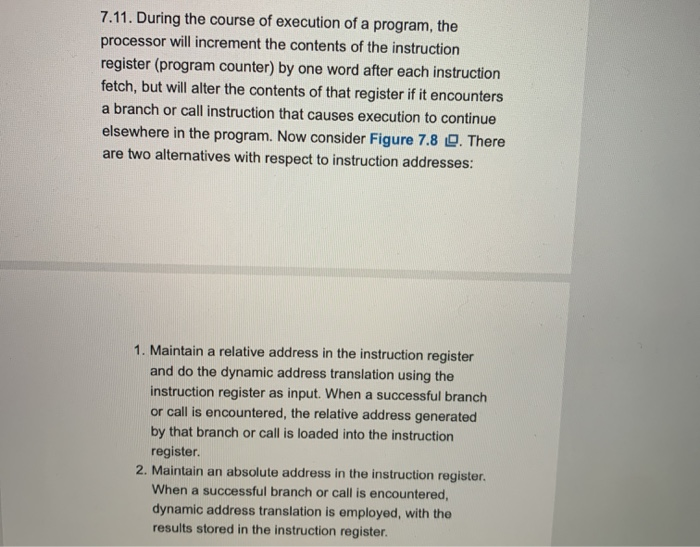 7.11. During the course of execution of a program, | Chegg.com