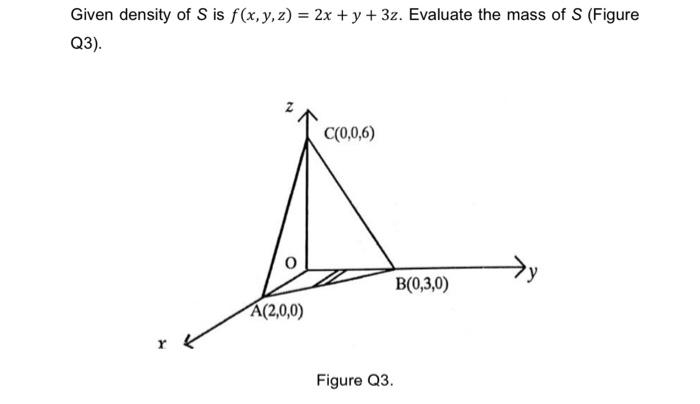 Solved Given Density Of S Is F x y z 2x y 3z Evaluate The Chegg