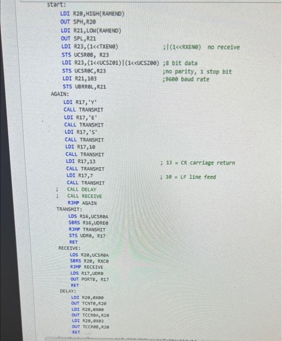 Solved start: LDI R20, HIGH(RAYEND) OUT SPH,R20 LDI | Chegg.com