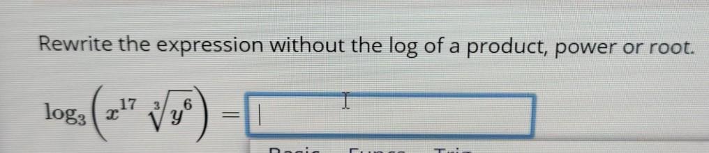 Solved Rewrite the expression without the log of a product, | Chegg.com