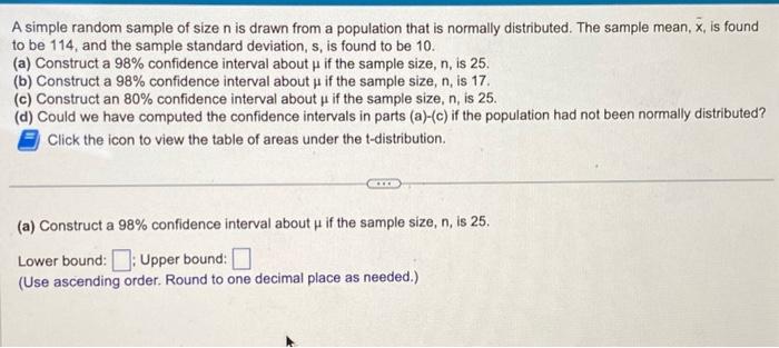 Solved A simple random sample of size n is drawn from a | Chegg.com
