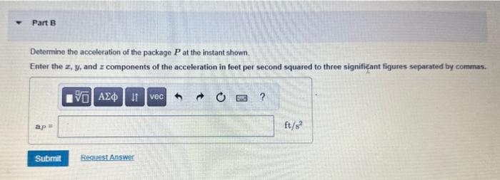 Solved \r\n\r\nDetermine the acceleration of the package \\( | Chegg.com