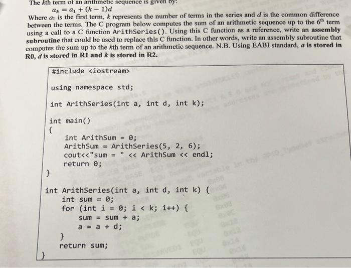Solved The k th term of an arithmetic sequence is given by: | Chegg.com