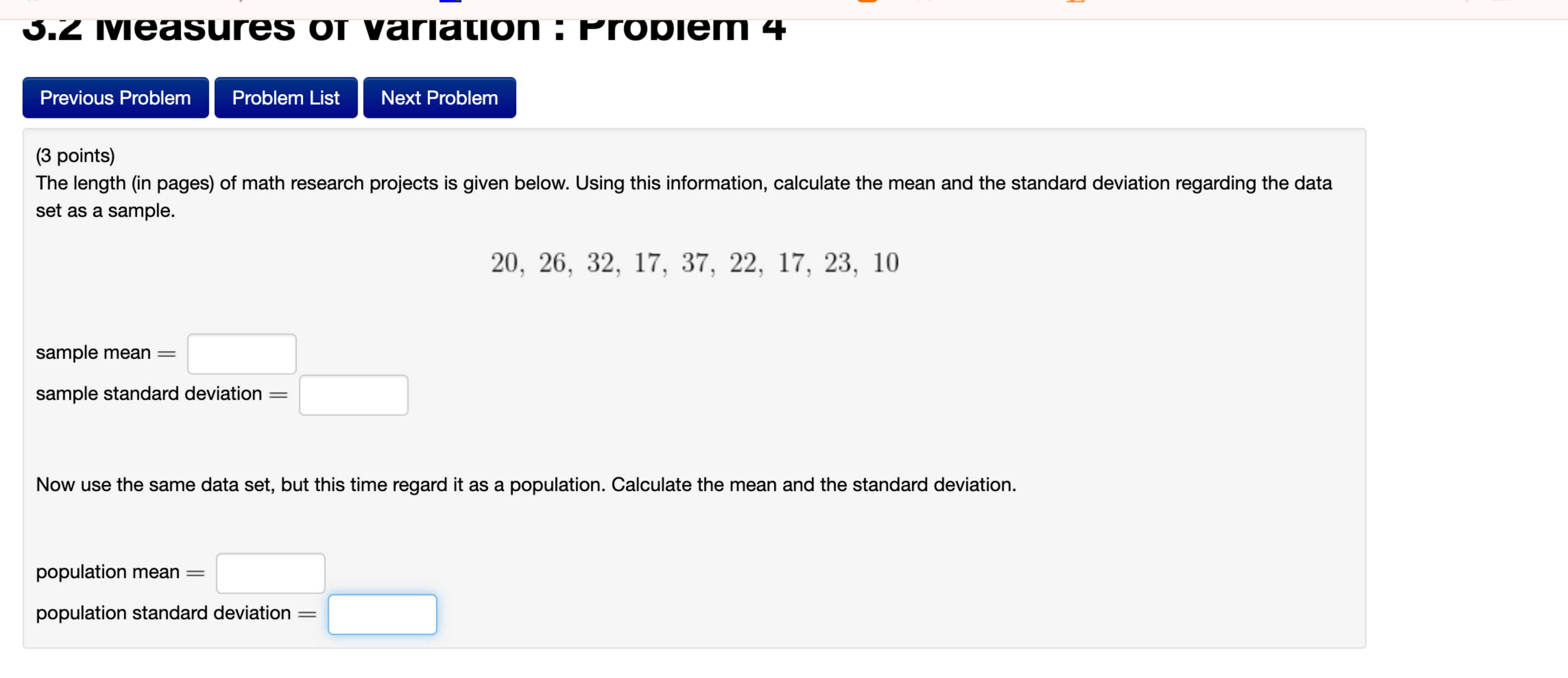 Solved 3 points the length in pages of math research chegg