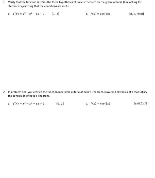 Solved 1 Verify That The Function Satisfies The Three