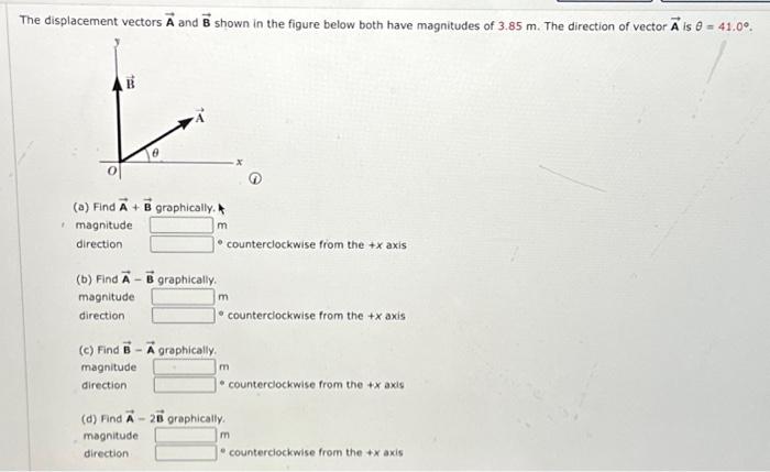 Solved displacement vectors A and B shown in the figure | Chegg.com