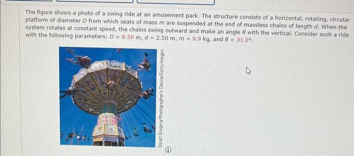 Solved The figure shows a photo of a swing ride at an | Chegg.com