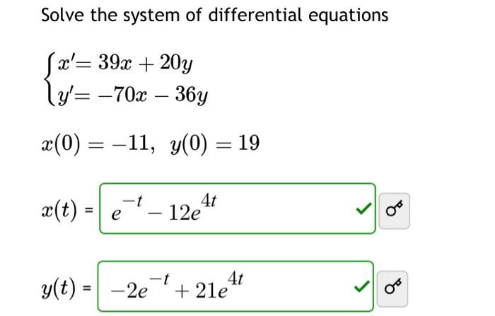 Solved Solve the system of differential equations | Chegg.com