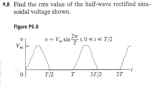 Solved Find the rms value of the half-wave rectified | Chegg.com