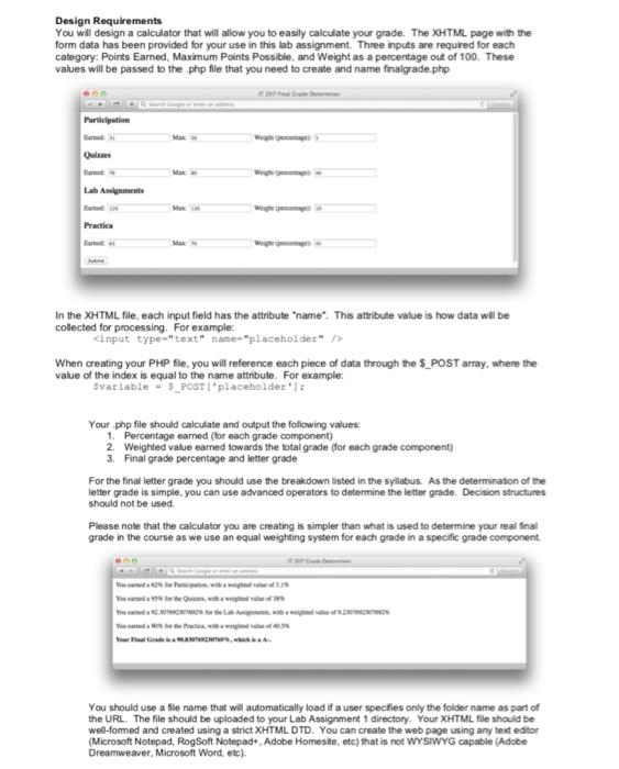 solved-use-php-to-output-the-following-1-percentage-earned-chegg