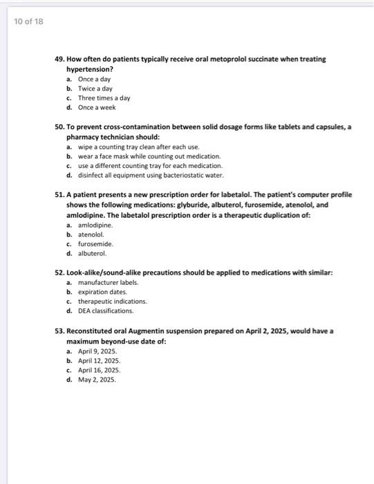 Solved 43. According to the Institute for Safe Medication | Chegg.com