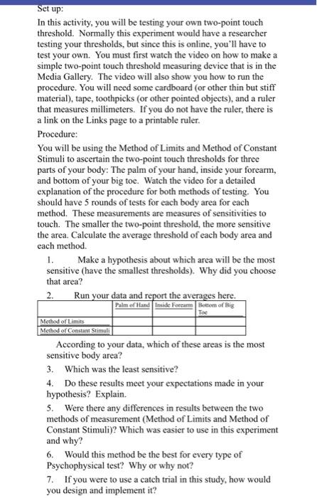 two point touch threshold experiment