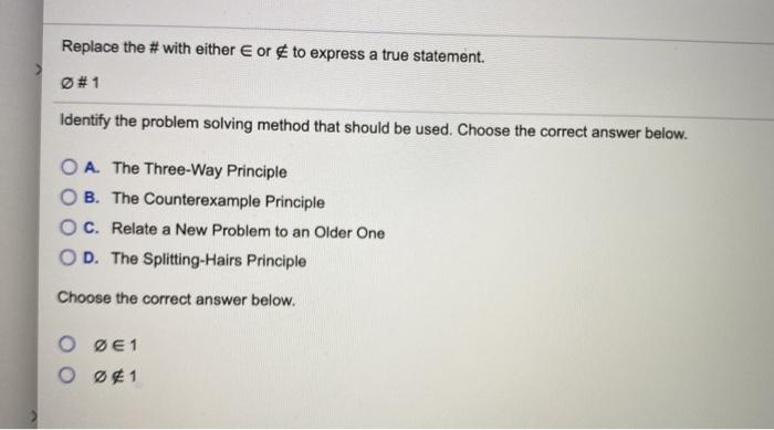 Solved Replace the # with either E or to express a true | Chegg.com