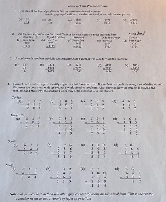 1. Use each of the four algorithms to find the | Chegg.com