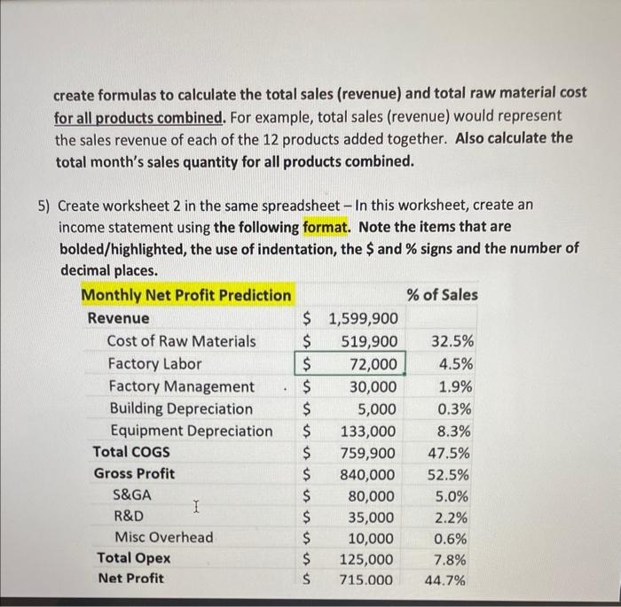 Solved Goal: Produce an Excel spreadsheet that allows your | Chegg.com