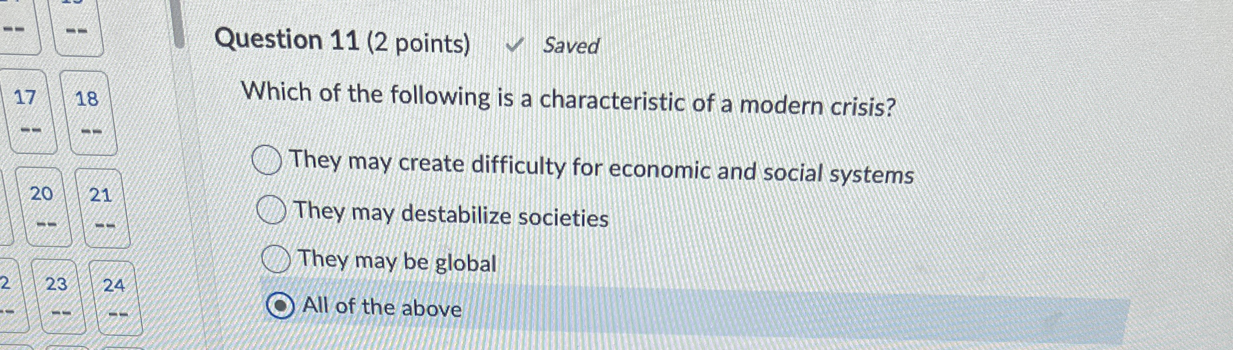 Solved Question 11 (2 ﻿points) ﻿Saved1718Which of the | Chegg.com