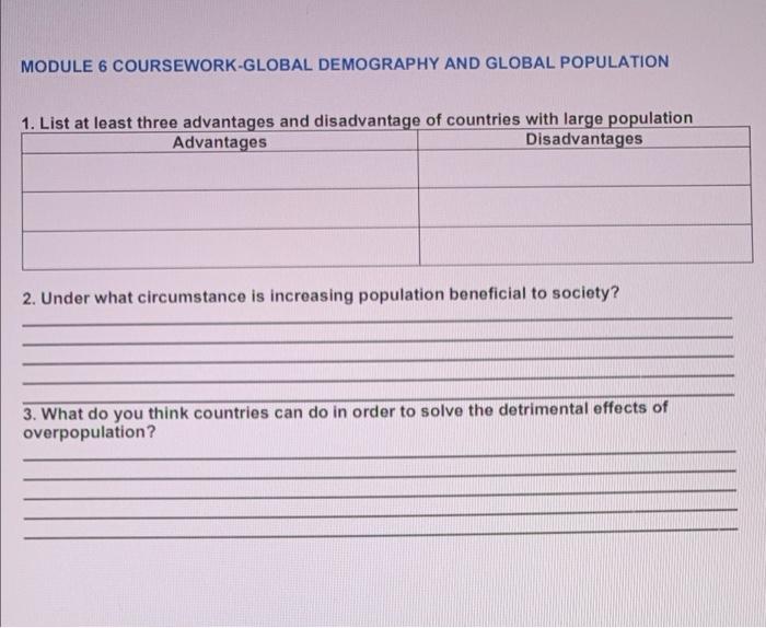 global demography essay brainly