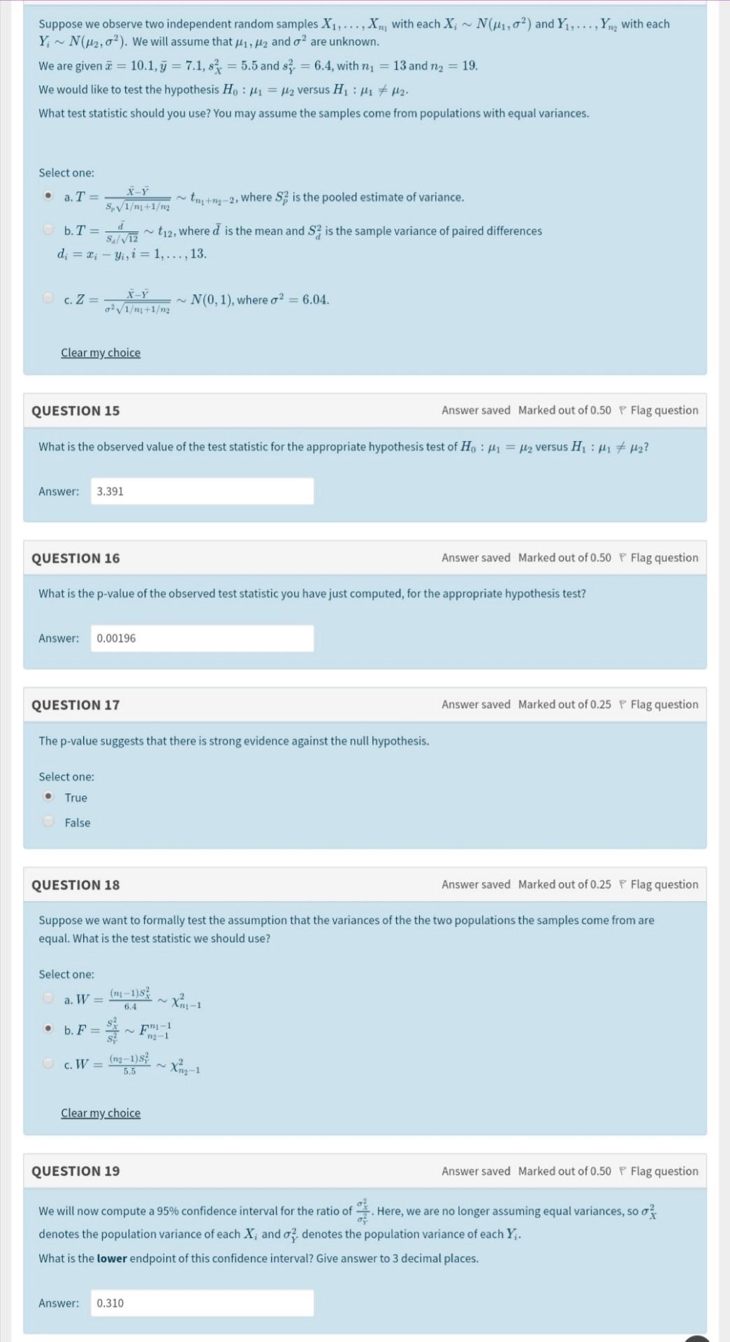 Solved Suppose We Observe Two Independent Random Samples | Chegg.com