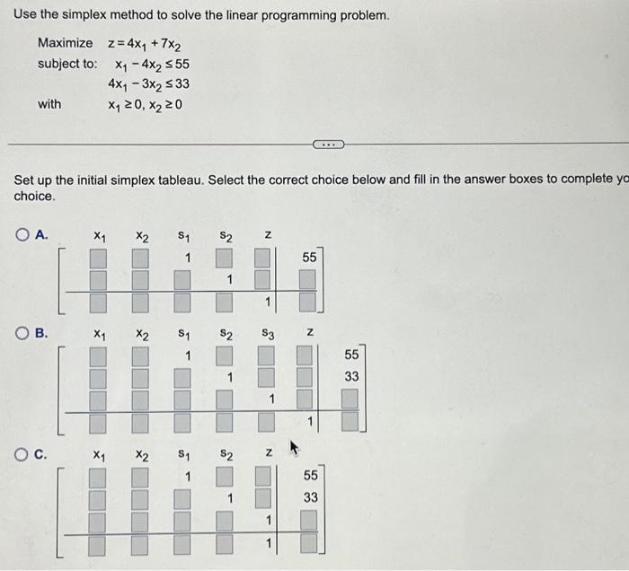 Solved Use the simplex method to solve the linear | Chegg.com
