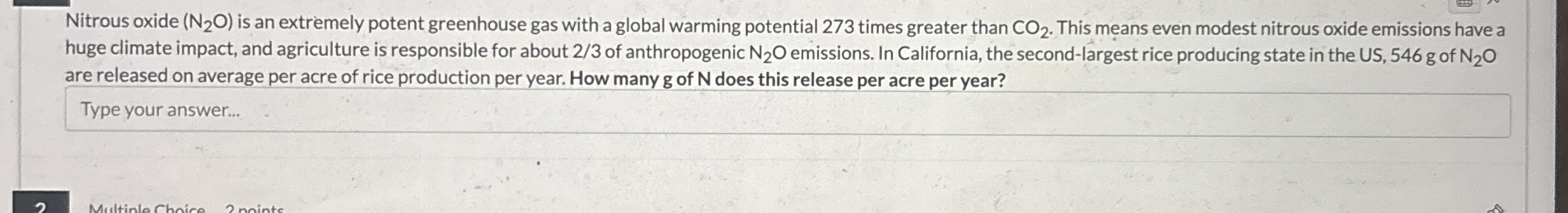 Solved Nitrous oxide (N2O) ﻿is an extremely potent | Chegg.com