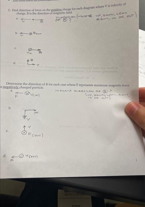 Solved 1) Find direction of force on the positive charge for | Chegg.com