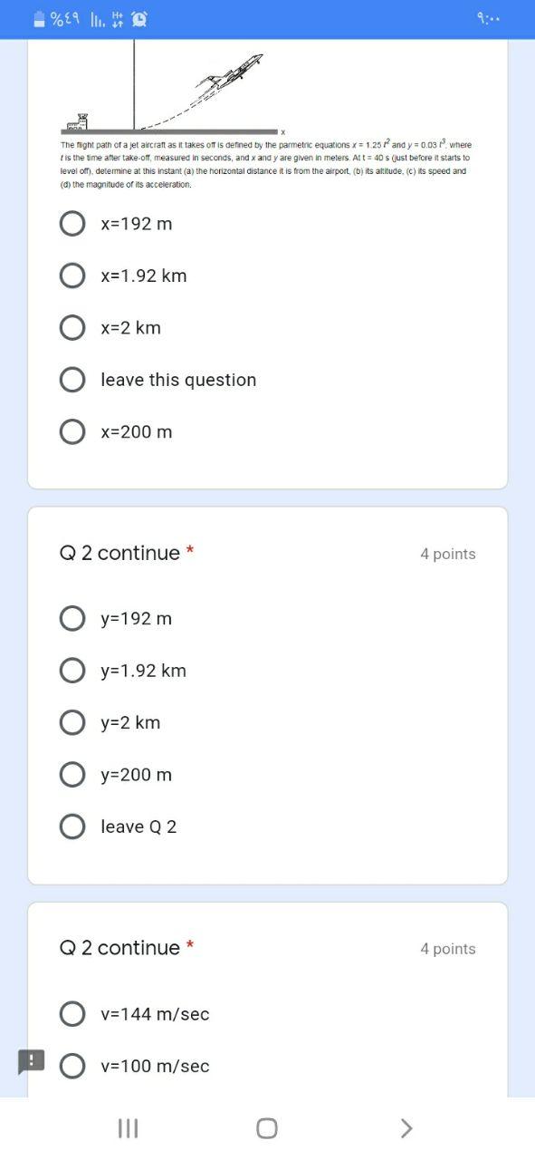 Solved %E9 Ill. * The night path of a jet aircraft as it | Chegg.com