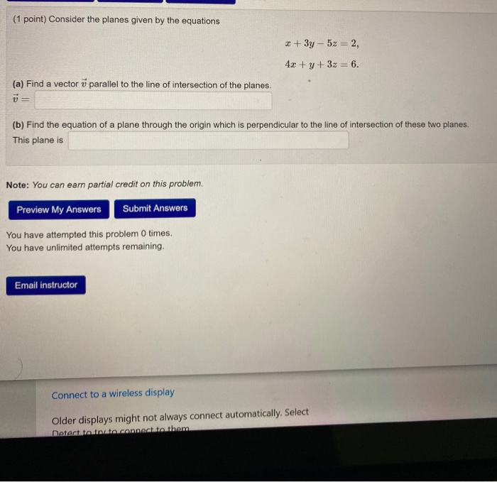 Solved 1 Point Find A Normal Vector N To The Plane Z Chegg Com