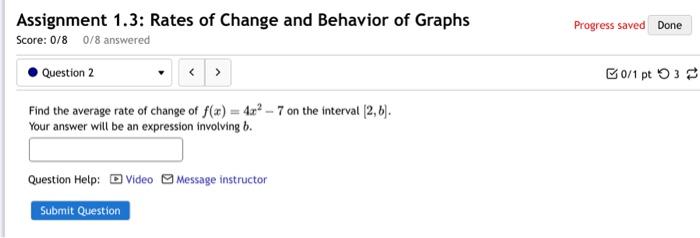 assignment 1.3 rates of change and behavior of graphs