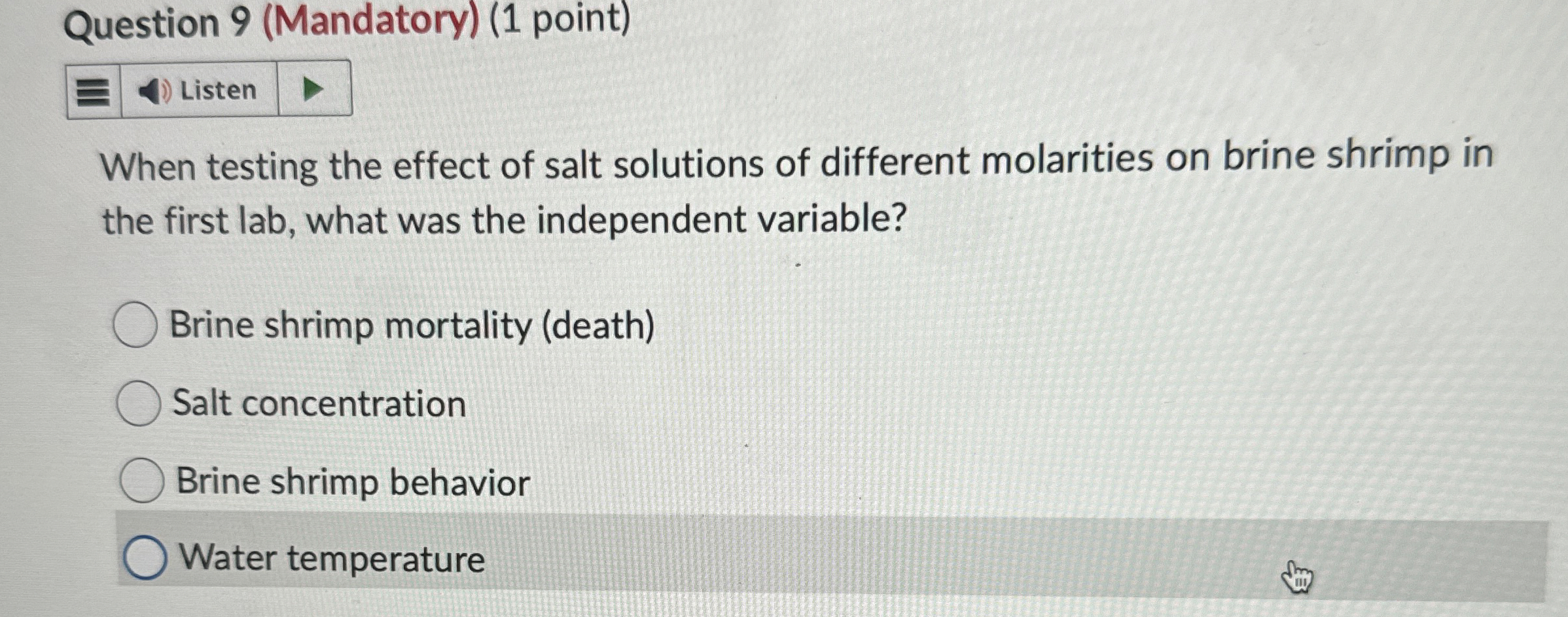 Solved Question 9 (Mandatory) (1 ﻿point)When testing the