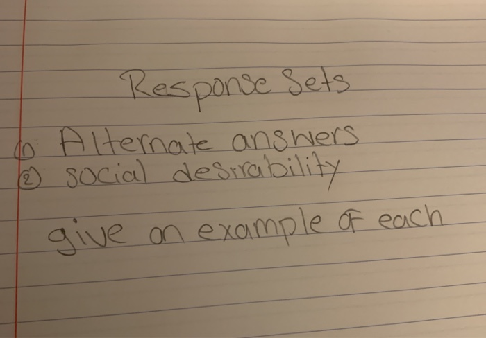 Solved - Response Sets do Alternate answers. ② social | Chegg.com
