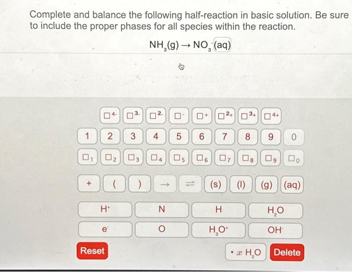 Solved Complete And Balance The Following Half-reaction In | Chegg.com