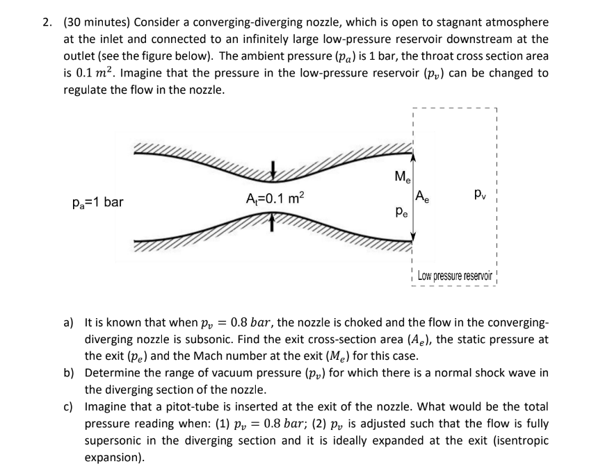 Solved (30 ﻿minutes) ﻿Consider a converging-diverging | Chegg.com