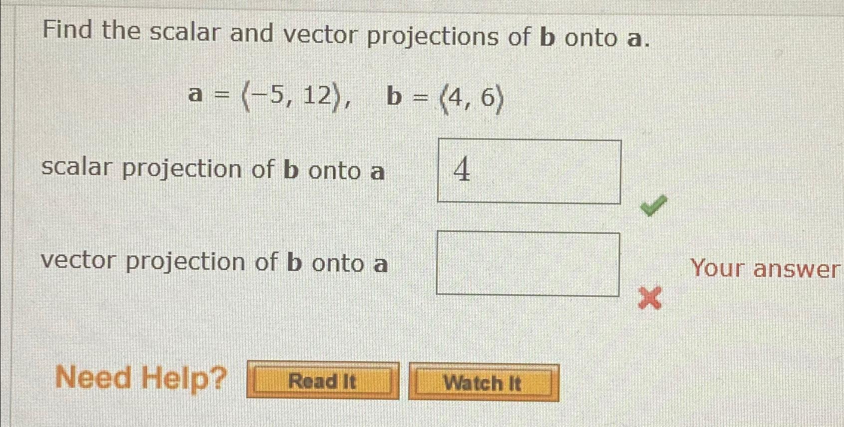 Solved Find The Scalar And Vector Projections Of B ﻿onto | Chegg.com