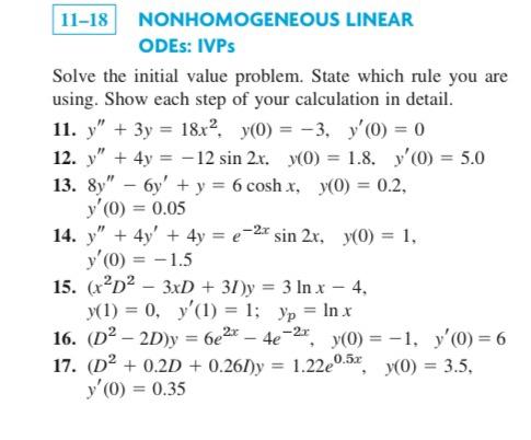 Solved Solve the initial value problem. State which rule you | Chegg.com