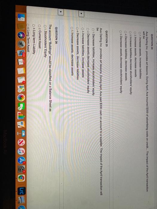 Solved QUESTION 24 Ava Darling Inc. provides art lessons. | Chegg.com