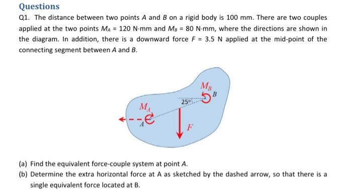 Solved Questions Q1. The distance between two points A and B | Chegg.com