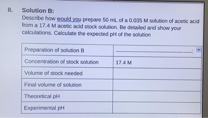 Solved Solution B: Describe how would you prepare 50 mL of a | Chegg.com