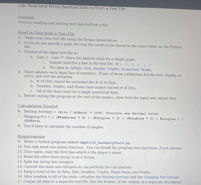 Solved Purpose Practice reading and writing text data | Chegg.com