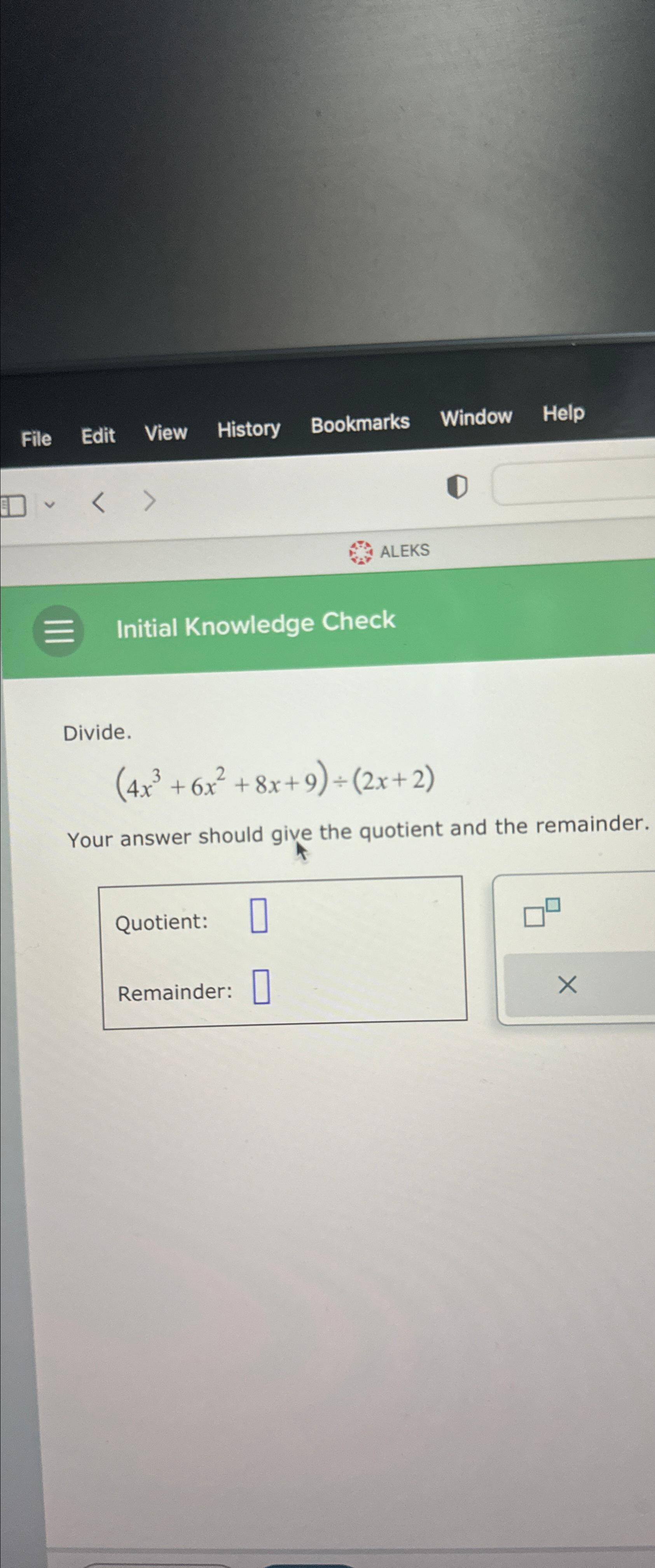 Solved fileeditviewhistorybookmarkswindowhelp 1 aleksinitial chegg