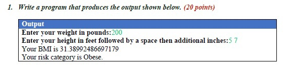 Solved 1. Write a program that produces the output shown | Chegg.com