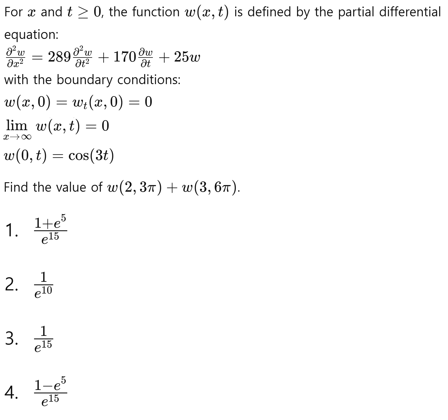 Solved For x ﻿and t≥0, ﻿the function w(x,t) ﻿is defined by | Chegg.com