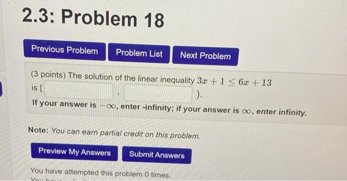 Solved 2.3: Problem 18 Previous Problem Problem List Next | Chegg.com